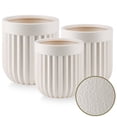 thumbnail image 1 of FOUKUS Large Concrete-Like Plastic Planter Set: 3-Piece Tall Fluted Round Lightweight Planters for Indoor & Outdoor Use, Modern Decorative Pots with Drainage for Home, Patio, Porch & Garden, 1 of 6