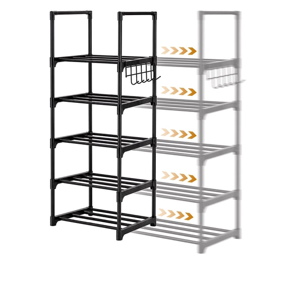 FOUKUS Expandable Shoe Rack: Adjustable Shoe Rack Metal Shoe Organizer ...