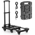 thumbnail image 1 of FOUKUS Folding Hand Truck: Versatile 880 LB Luggage Cart with Foldable Design,Utility Dolly Platform Cart with 6 Wheels & 2 Elastic Ropes for Luggage, Travel, Moving, Shopping, Office Use-Black, 1 of 6