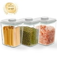 thumbnail image 1 of FOUKUS Airtight Pop Up Container: 3 pack 1.2 QT Food Storage Container with Lid, Stackable Kitchen Storage Container for Cereal, Snack, Sugar, Coffee, 1 of 6
