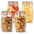 thumbnail image 1 of FOUKUS Glass Jars with Airtight Lids: 33oz Glass Storage Jars Set of 4, Wide Mouth Mason Jars for Pickles, Coffee, Flour & Sugar, Leakproof Glass Food Storage Jars for Kitchen Pantry Organization, 1 of 6