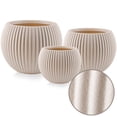 thumbnail image 1 of FOUKUS 8.7",10.8",13.4" Large Concrete-Like Plastic Planter Set of 3, Round Belly Lightweight Planters for Indoor & Outdoor Use, Modern Decorative Pots with Drainage for Home, Patio, Porch & Garden, 1 of 6
