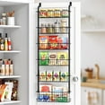 thumbnail interactive-video image 1 of FOUKUS Over the Door Pantry Organizer: 6 Tier Stainless Steel Kitchen Organizers and Storage, Hanging Spice Rack, Easy to Install - Black, 1 of 7