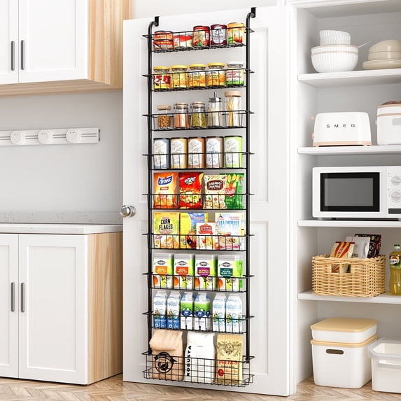 Foukus Over the Door Pantry Shelf, 9-Tier Hanging Spice Rack Organizer ...