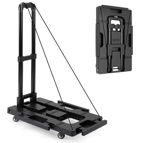 FOUKUS Platform Cart Hand Truck: Expandable Folding Dolly Cart with 500 lbs Capacity, Compact Storage Utility Trolley for Moving Boxes, Luggage, Shopping and Home Office