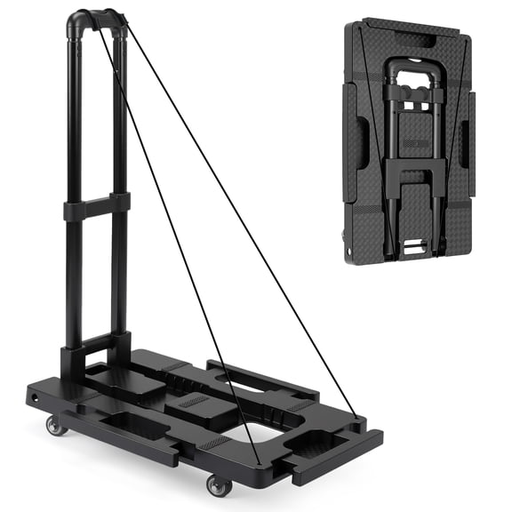 FOUKUS Platform Cart Hand Truck: Expandable Folding Dolly Cart with 500 lbs Capacity, Compact Storage Utility Trolley for Moving Boxes, Luggage, Shopping and Home Office