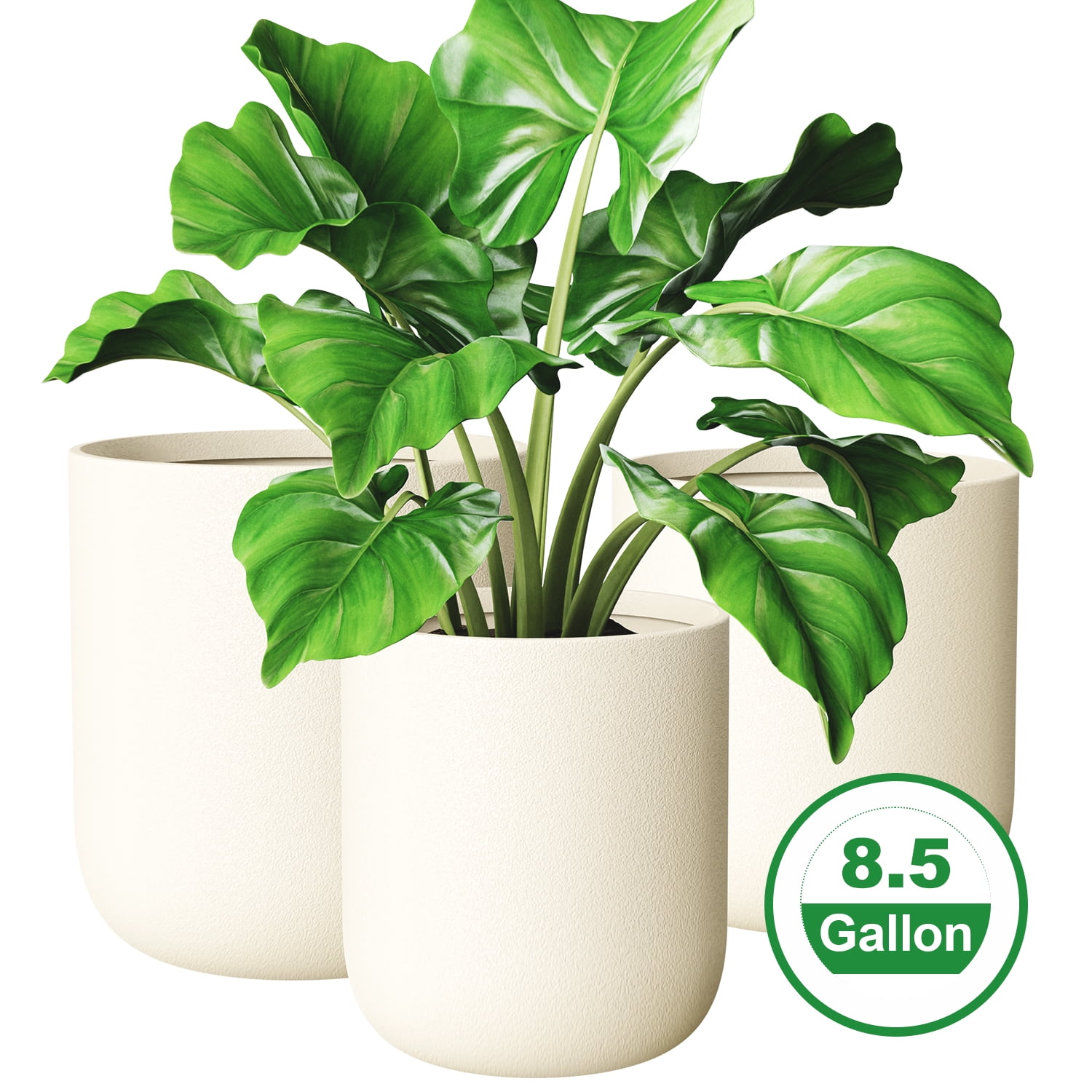 FOUKUS Set of 3 Plastic Tall Planter: 13/11.4/9.8 