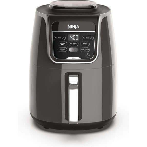 FOUKUS Versatile Air Fryer with 5.5 Qt Capacity, Offering Air Fry, Air Roast, Bake, Reheat & Dehydrate Functions, Featuring a Dishwasher-Safe, Nonstick Basket & Crisper Plate in Grey