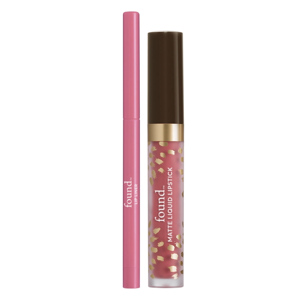 FOUND Matte Liquid Lipstick + Lip Liner with Evening Primrose Oil, 02 Honeysuckle