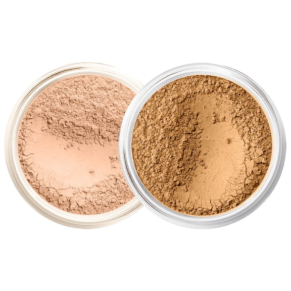 FOUNDATION & CONCEALER DUO (DEEP TAN & MEDIUM CONCEALER) Mineral Makeup Kit Full Size Set Matte Bare Face Sheer Powder Cover