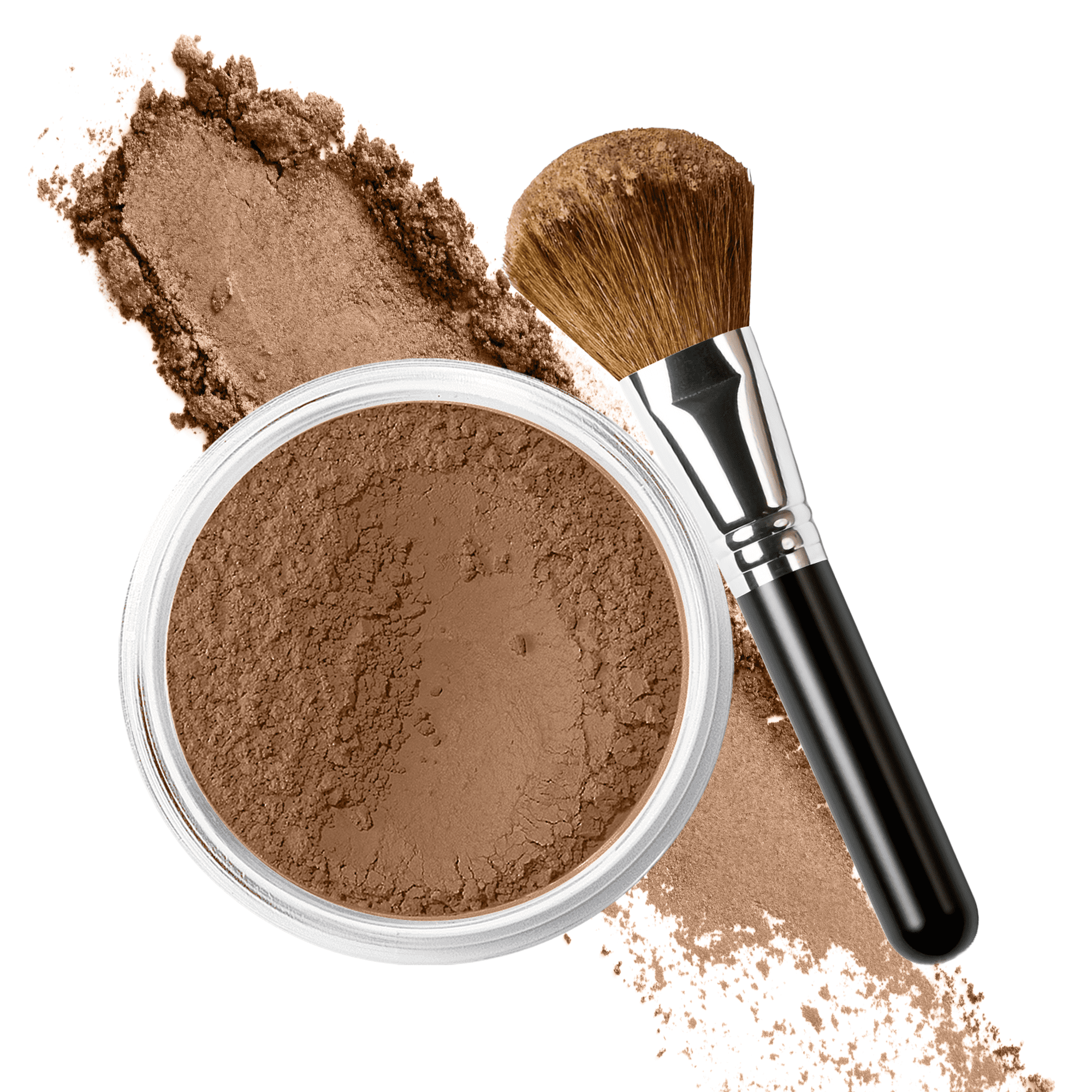 FOUNDATION with FLAWLESS FACE BRUSH Mineral Makeup (COCOA) Matte Natural Loose Powder Bare Skin Cosmetics Full Coverage Long Lasting All Skin Types SPF 18