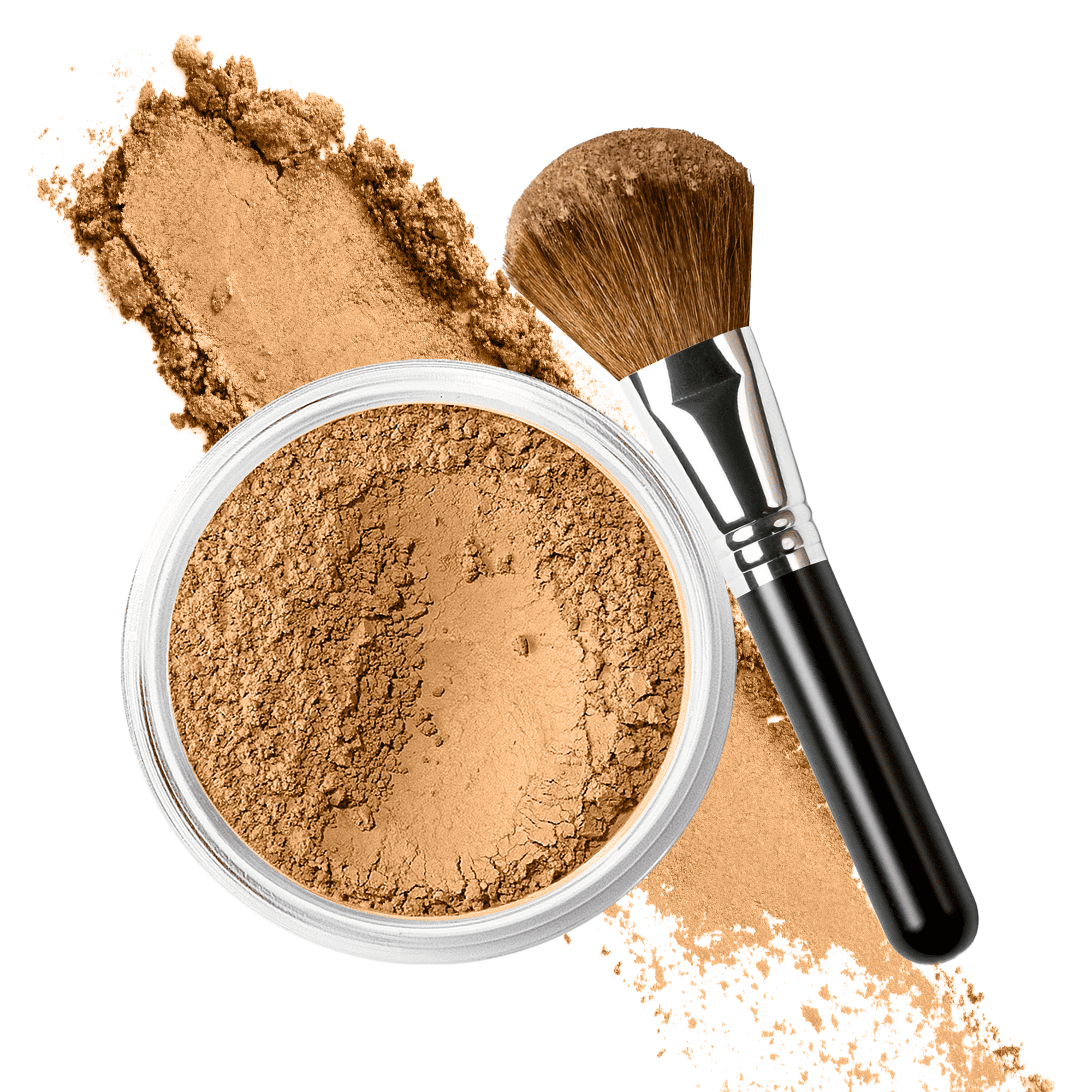 FOUNDATION with FLAWLESS FACE BRUSH Mineral Makeup (DEEP TAN) Matte Natural Loose Powder Bare Skin Cosmetics Full Coverage Long Lasting All Skin Types SPF 18