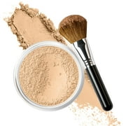 FOUNDATION with FLAWLESS FACE BRUSH Mineral Makeup WARM Neutral Shade-Most Popular Matte Natural Loose Powder Bare Skin Cosmetics Full Coverage Long Lasting All Skin Types SPF 18