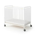 thumbnail image 1 of Foundations Chelsea Compact Clearview Metal Evacuation Crib with 3" Mattress, Adjustable Height, White, 1 of 5