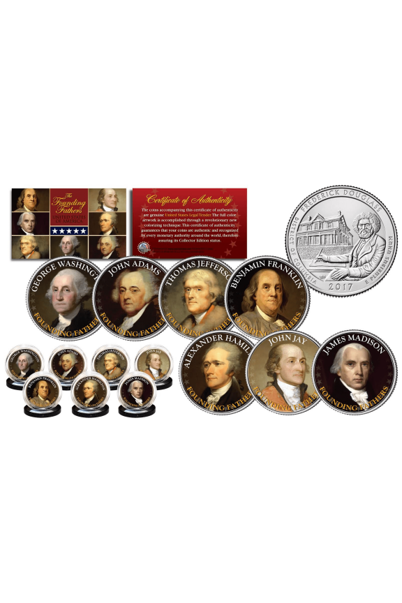 FOUNDING FATHERS Colorized Frederick Douglass 2017 DC Parks Quarters 7-Coin Set