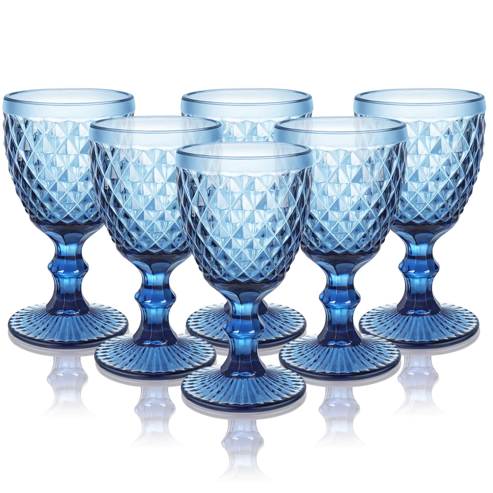 FOUNDLDF, Vintage Embossed Glass Goblets, 240ml/8 oz, Blue - Walmart.com