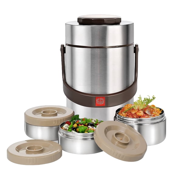FOUNDLDF Bento Box,3-Tier Stackable Insulated Food Jar 2.3L Bento Lunch Box Stainless Steel Food Container for School Office Picnic