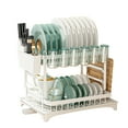 thumbnail image 1 of FOUNDLDF Dish Rack,2-Tier Dish Drying Rack with Drainboard, Sink & Countertop Metal Dish Rack Organizer, Dish Drainers for Kitchen Counter,White, 1 of 8