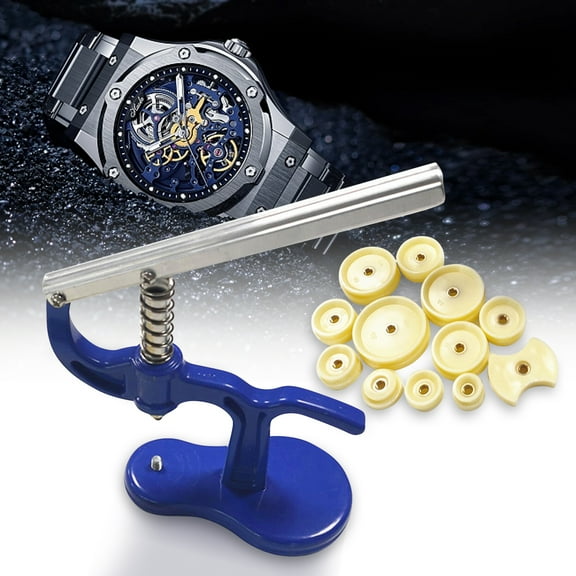FOUNDLDF Watch Press Set - Watch Back Case Closer -Watchmaker Repair Tool Kit  with 12 Snap on Fitting Dies/Moulds,Blue