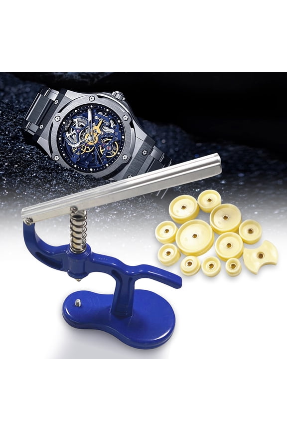Watch Press Set - Watch Back Case Closer -Watchmaker Repair Tool Kit  with 12 Snap on Fitting Dies/Moulds,Blue