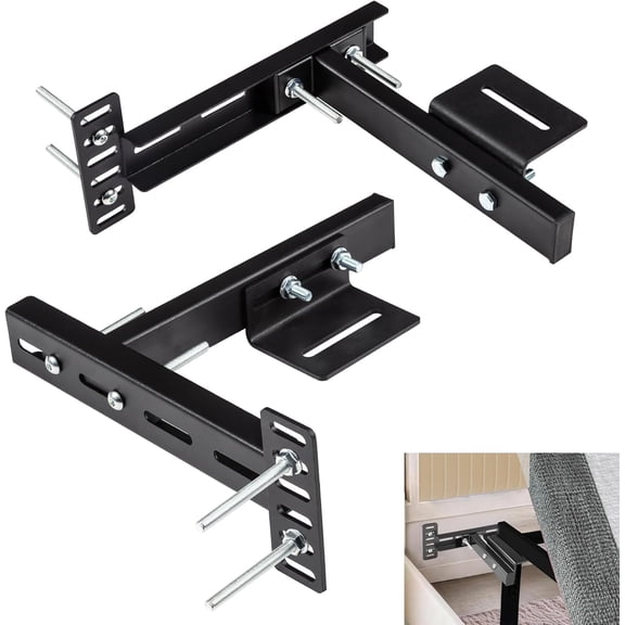 FOUR E's Scientific 2Pack Headboard Brackets, Adjustable Universal Brackets for Bed Frame, Black Footboard Extension Kit