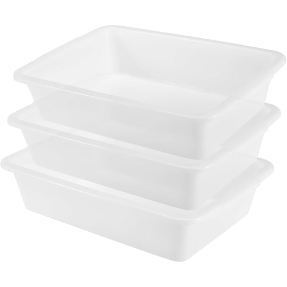 FOUR E's Scientific 3Pcs Polypropylene Lab Containment Trays, 13.8"L x 9.8"W x 3.2"H Rectangular Plastic Tray, Laboratory Storage Supplies