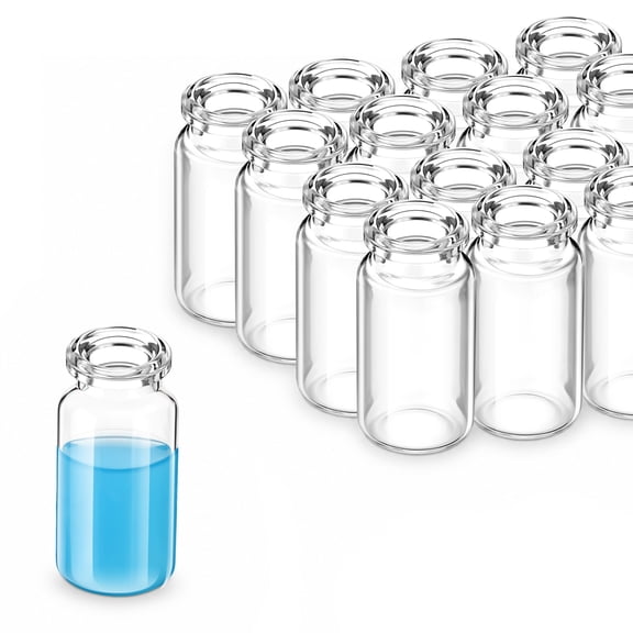 FOUR E's Scientific 500 Pack 10ml Crimp Headspace Vials, Borosilicate Glass Vial with Beveled Finish, Flat Bottom for GC Headspace Autosamplers