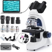 FOUR Es Scientific Compound Binocular Microscope for Adults & Students, 40X-2000X Magnification with LED Illumination, WF10x & WF25x Eyepieces, for Lab, School, Home Education