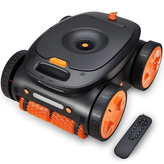 FOUR E's Scientific Cordless Robotic Pool Cleaner, 5460GPH, Remote Underwater Control, Smart Navigation, Auto-Park, Floor Wall Waterline, Inground & Above Ground Pools (Black)