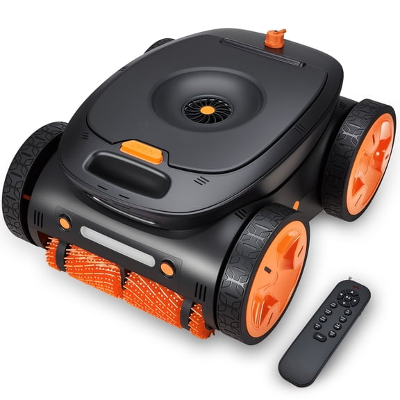FOUR E's Scientific Cordless Robotic Pool Cleaner, 5460GPH, Remote Underwater Control, Smart Navigation, Auto-Park, Floor Wall Waterline, Inground & Above Ground Pools (Black)