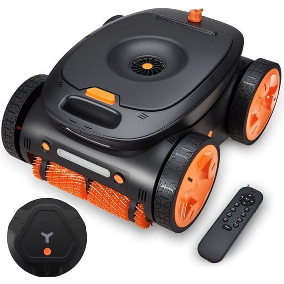 FOUR E's Scientific Cordless Robotic Pool Cleaner with Signal Buoy, 5460GPH, Underwater APP & Remote Control, Smart Navigation, Auto-Park, Floor Wall Waterline, Inground & Above Ground Pools (Black)