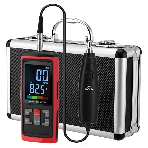 FOUR E's Scientific Digital Vibration Meter, 3-in-1 Detects Acceleration, Velocity, Displacement, Vibrometer with 3 Detachable Probes, for Motors & Bearings