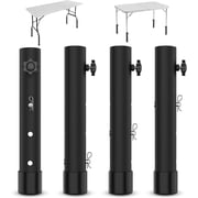 FOUR Es Scientific Table Leg Extenders, 3 Levels Height Adjustable Folding Table Leg Risers Extensions, Portable Fit 4" Straight/Bent Legs