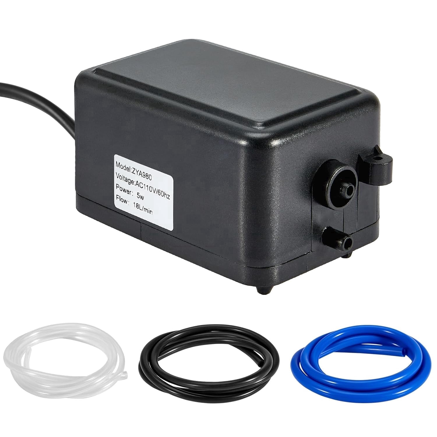 FOUR E's Scientific Vacuum Pump 16-18 L/Min with Switch, Oilless Lab Pump with 3 Hose Sizes for Hobby, Industrial, 110V, 60Hz