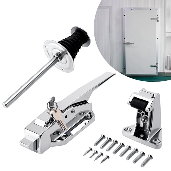 FOUR E's Scientific Walk in Cooler Door Handle, Walk in Cooler Door Closer Latch Kit, Freezer Radial Latch, 5.9" Solid Metal Release Device, 1/5 in-3/5 in (Offset)
