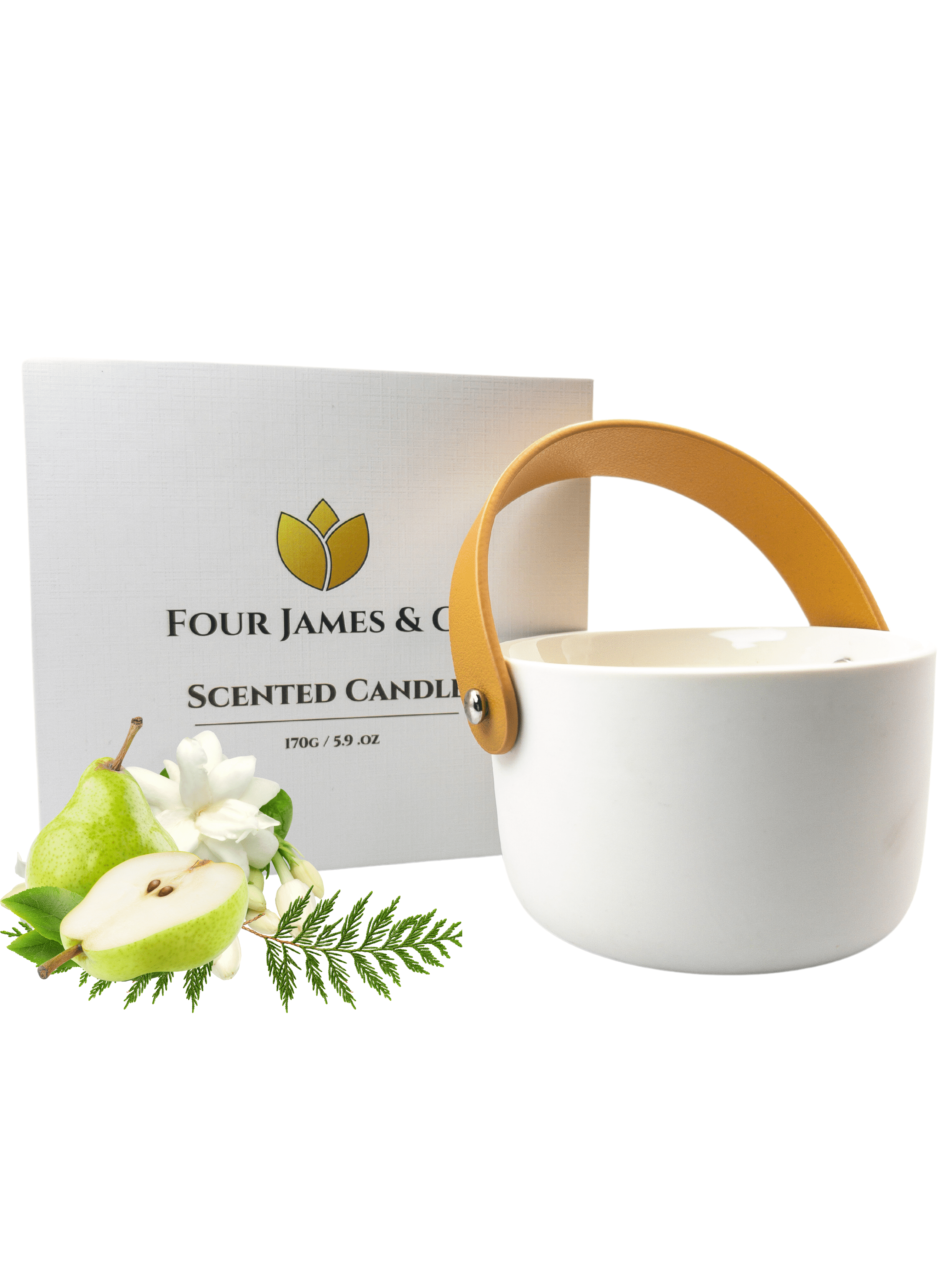 Amber Scented Soy Wax Jar Candle with Leather Handle