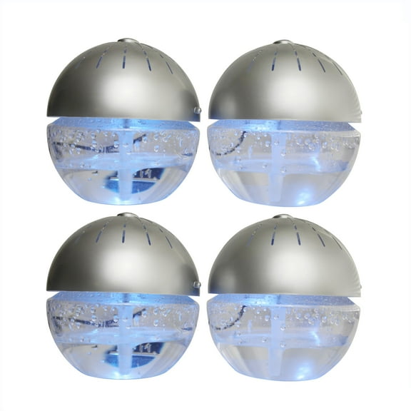 FOUR Silver EcoGecko Earth Globe Air Revitalizers, Air Freshener, Room Aromatizer, Aromatherapy, Aroma and Essential Oil Diffuser with 4 Bottles of 10ML Lavender Oil