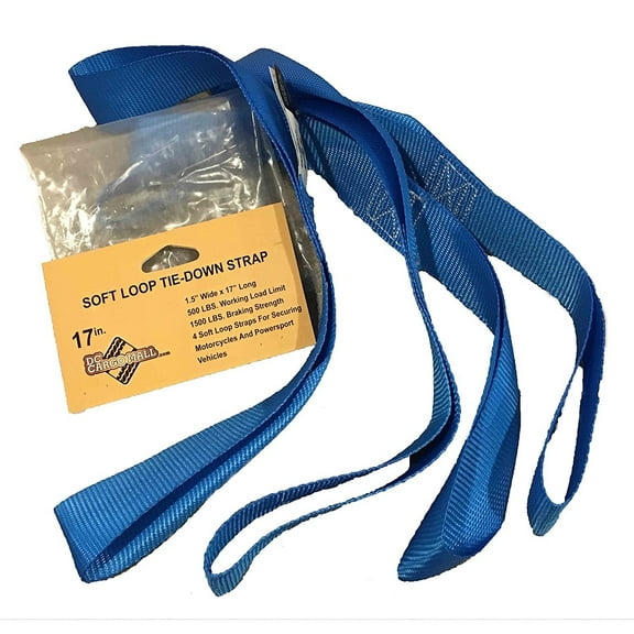 FOUR Soft Loop Ties 1.5"x17" | Tie-Down Motorcycle, ATV, Dirt Bike, Kayak, Paddle, Surfboard, Powersport Vehicles, Accessories | Pickup Truck Bed, Box Van, MiniVan, SUV, Trailer, Warehouse, Dock, Boat