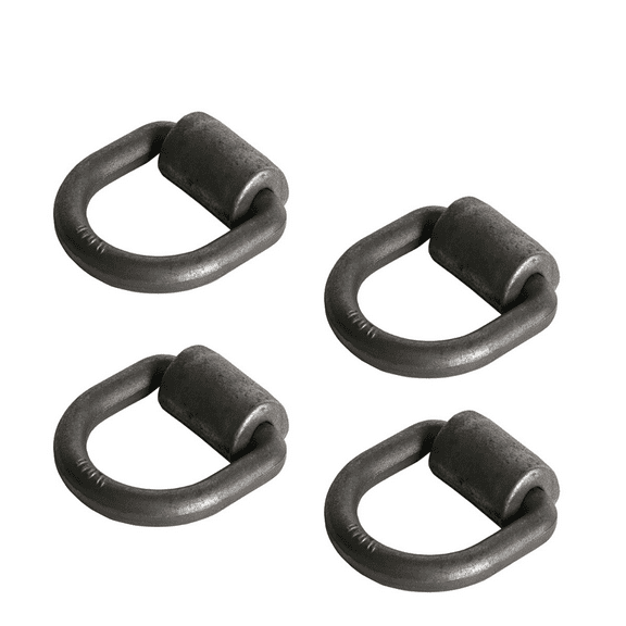 "FOUR Weld-On D Ring Tie Down Anchors | 5/8"" Forged Steel D Rings with Welding Clips"
