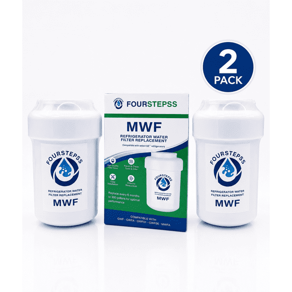 FOURSTEPSS FSMWF Refrigerator Water Filter Replacement Compatible with GE MWF, 2 Pack