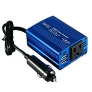 FOVAL 150W Car Power Inverter 12V DC to 110V AC Converter with 3.1A Dual USB Car Charger (Blue)