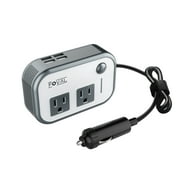 FOVAL 200W Car Power Inverter DC 12V to 110V AC Converter with 4 USB Ports Car Laptop Charger, Car Adapter for Plug Outlet (Gray)