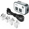 thumbnail image 1 of FOVAL Universal Travel Adapter 220V to 110V Voltage Converter with 4-Port USB and UK/AU/US/EU/India Worldwide Plug Adapter(Gray), 1 of 8