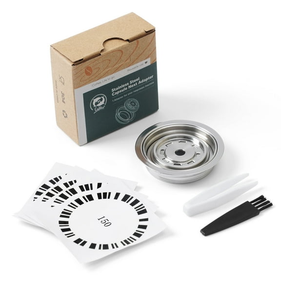 FOVNOT Reusable Coffee Capsule Adapter, 150 ML Stainless Steel Coffee Pod Converter with 4 Stickers