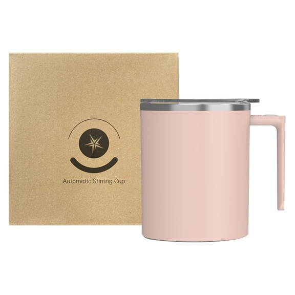 FOVNOT Self Stirring Mug 360mL, Rechargeable Electric Coffee Mug with Stainless Steel Stir Bar for Coffee, Milk, Cocoa (Pink)