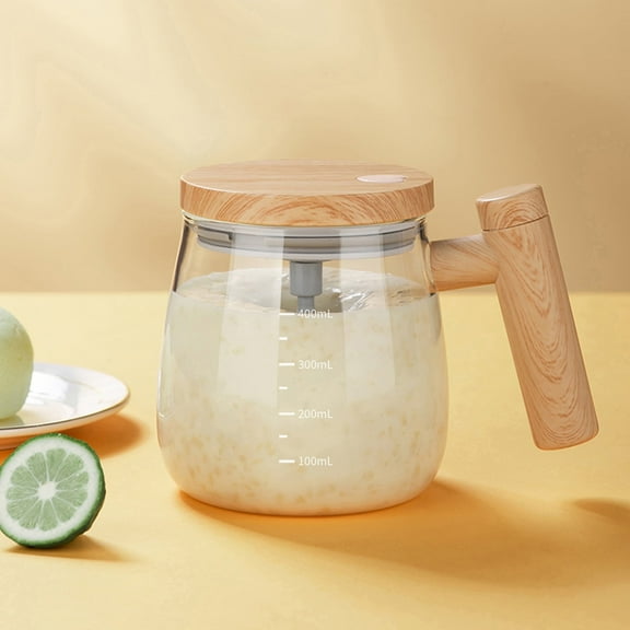 FOVNOT Self Stirring Mug, 400ml Self Stirring Coffee Mug High Borosilicate Glass Electric Mixing Cup