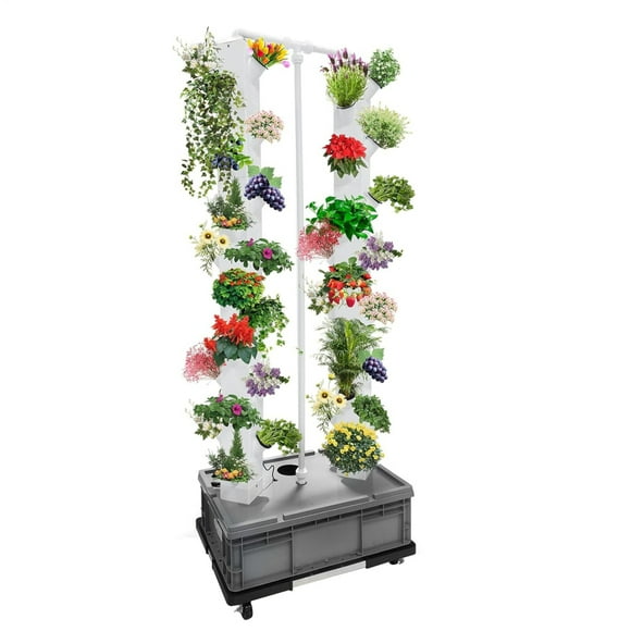 FOVOLAT Tower Garden Growing System 56 Slots Lettuce Grow Tower Multifunctional Plants Germination Kit with Water Pump Outdoor Indoor Use consistent