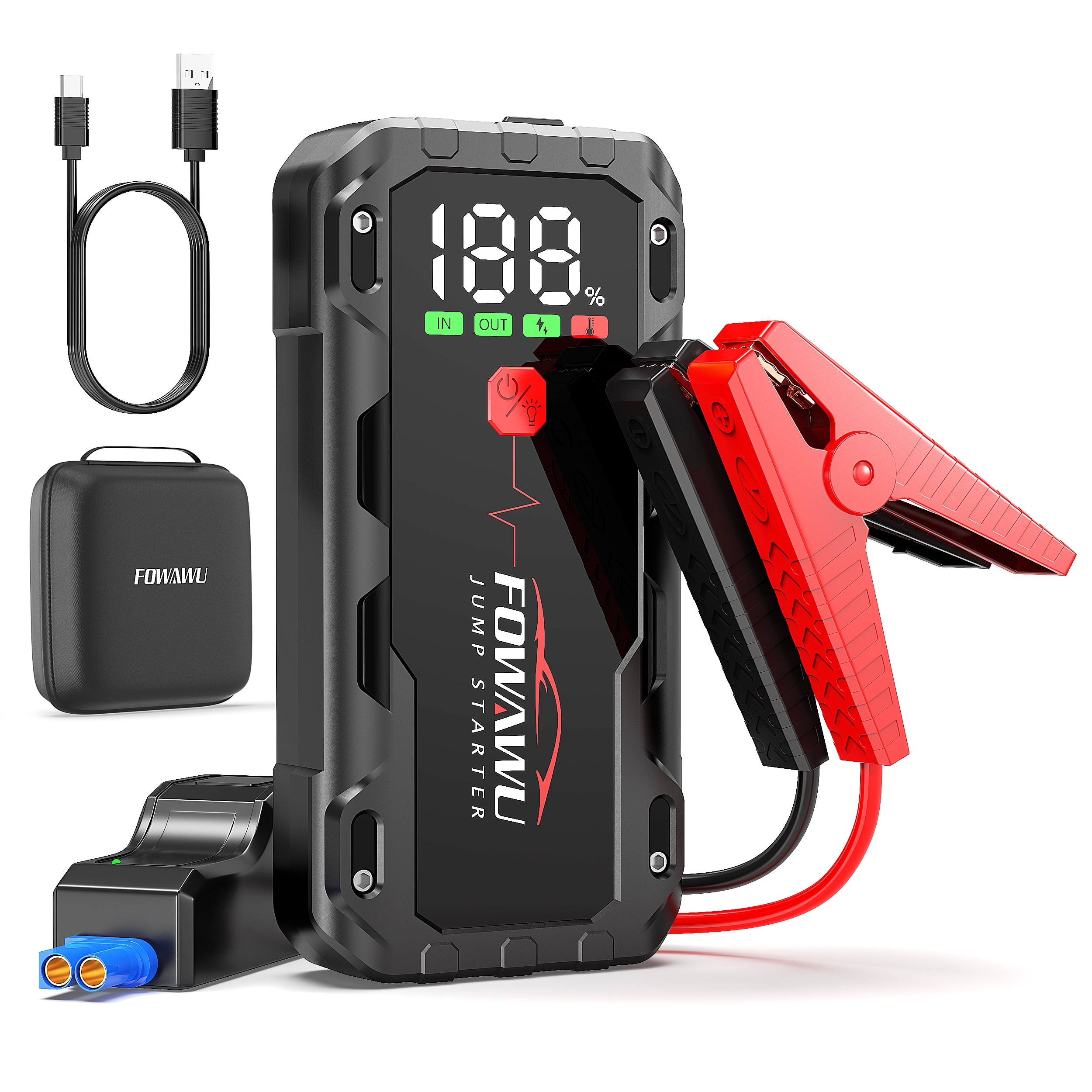 FOWAWU 26800mAh 7000A Jump Starter for 12V Vehicles, Car Battery Jump Starter Power Pack with Smart Jumper