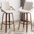 thumbnail image 1 of FOWEOAIU Bar Stools Fabric Upholstered Adjustable Swivel Counter Stool 26"，with Footrest for Bar, Kitchen Island, Bistro, Beige (Set of 2）, 1 of 10