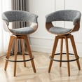 thumbnail image 1 of FOWEOAIU Bar Stools Fabric Upholstered Adjustable Swivel Counter Stool 26"，with Footrest for Bar, Kitchen Island, Bistro, Gray (Set of 2）, 1 of 10